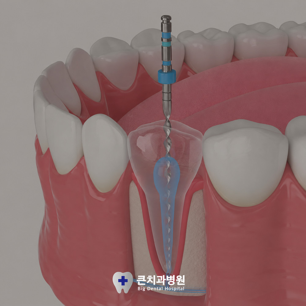 심한 충치가 깊이 진행되어 신경까지 손상된 치아